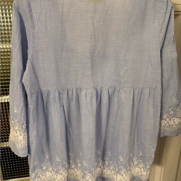Roberta Roller Rabbit Peasant Blouse Tunic Top Blue White Embroidered Sz M - Picture 5 of 14